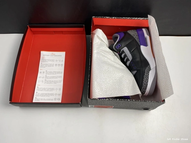 1st Kicks CT8532 Air 3 Purple Jordan 050 Black Court Retro 0709